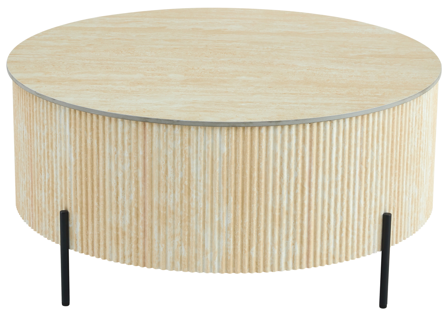 Table basse ronde céramique travertin naturel - LIRA