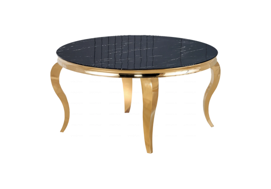 Table basse ronde marbre noir pieds doré – NEO
