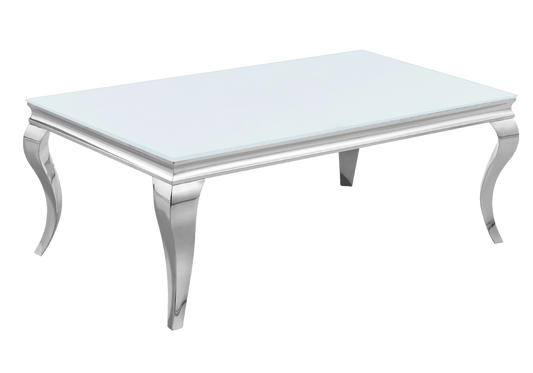 Table basse rectangulaire verre blanc argent – Neo