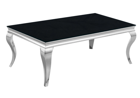 Table basse rectangulaire verre noir argent – Neo