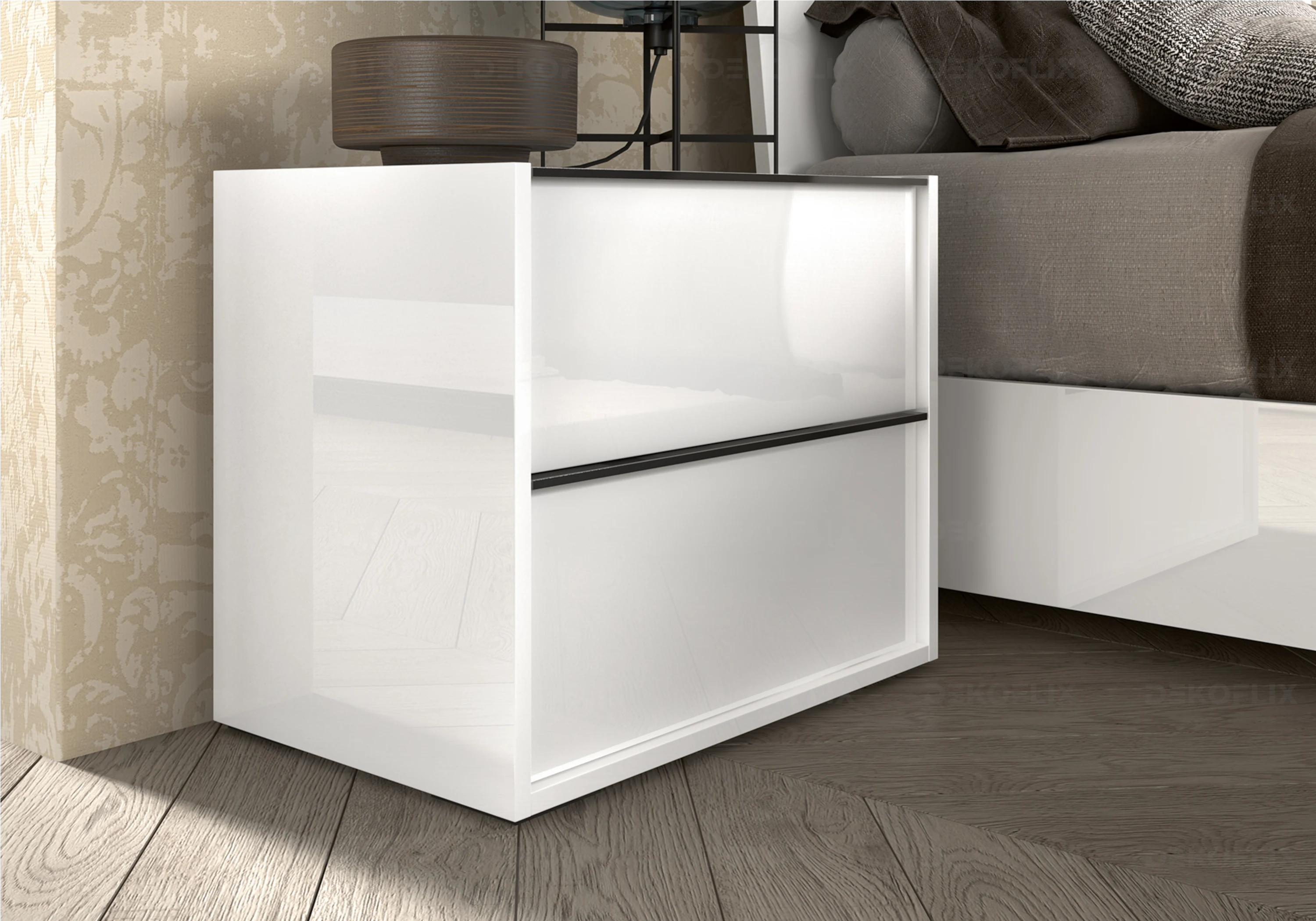 Table de Chevet Blanche Laquée – Modèle Luna - DEKOFLIX