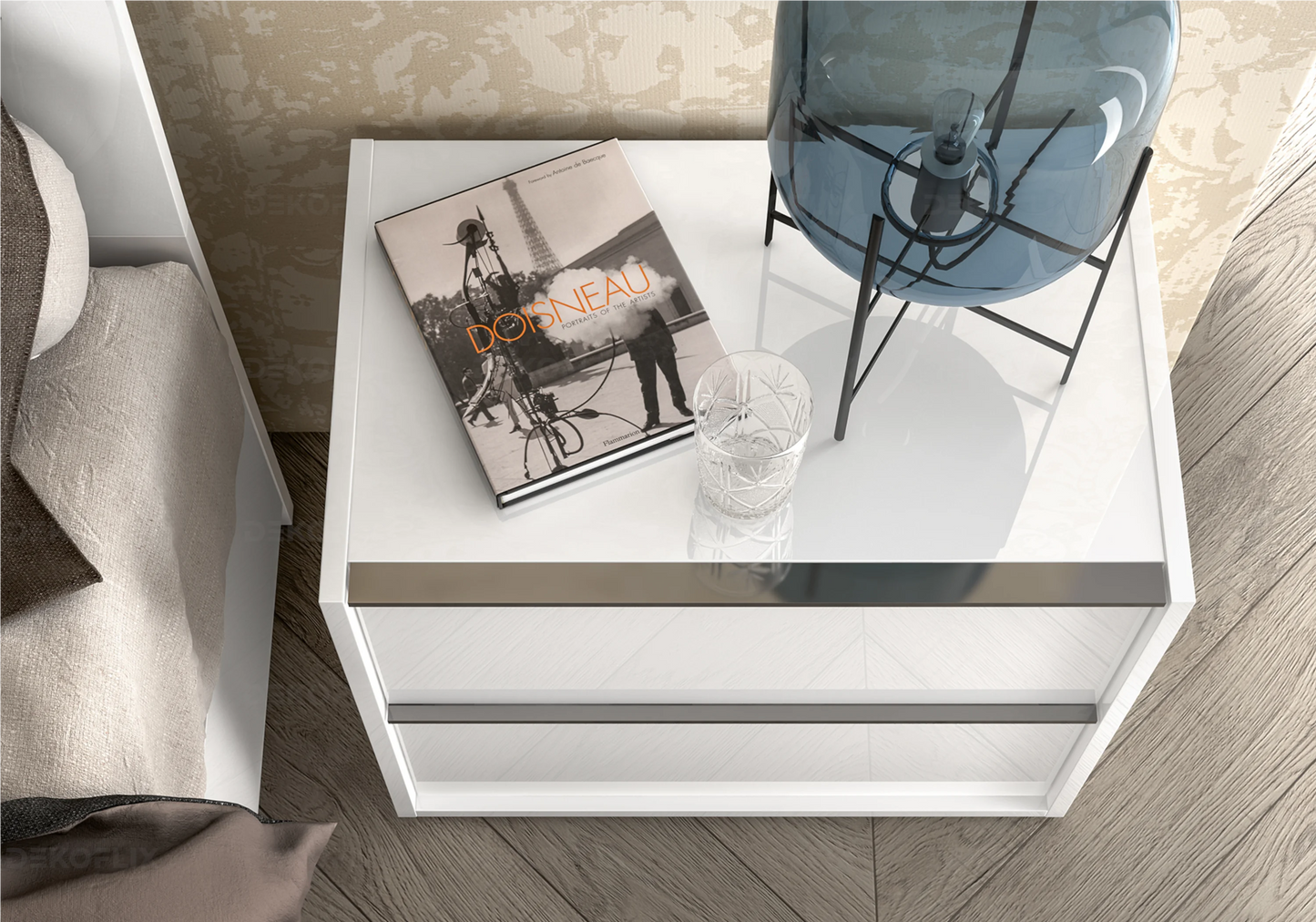 Table de Chevet Blanche Laquée – Modèle Luna