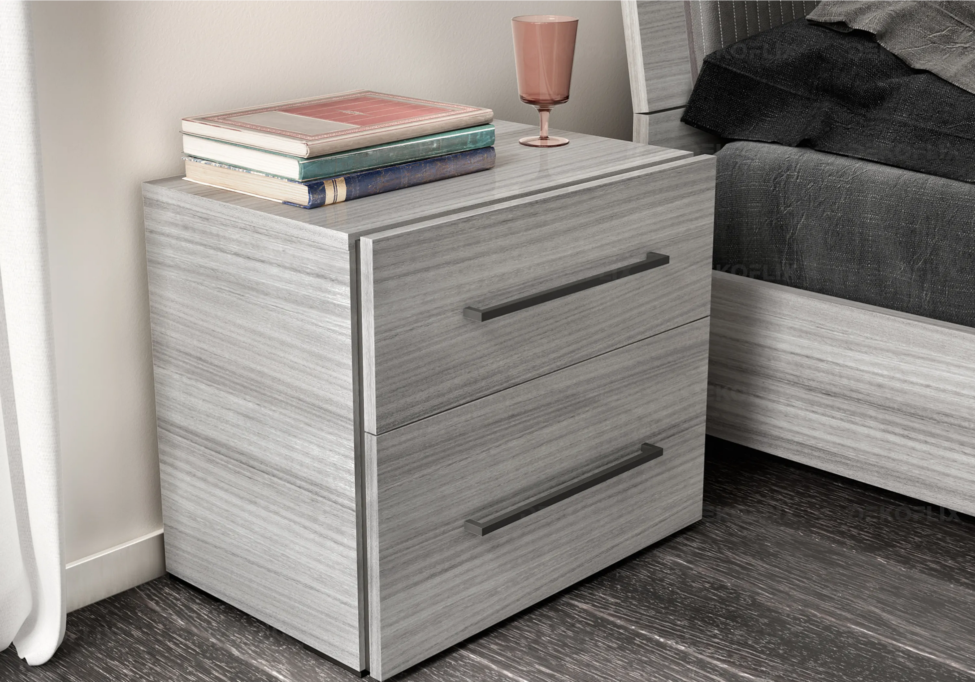 Tables de Chevet Gris Argent – Élégance Compacte Collection Mia - DEKOFLIX