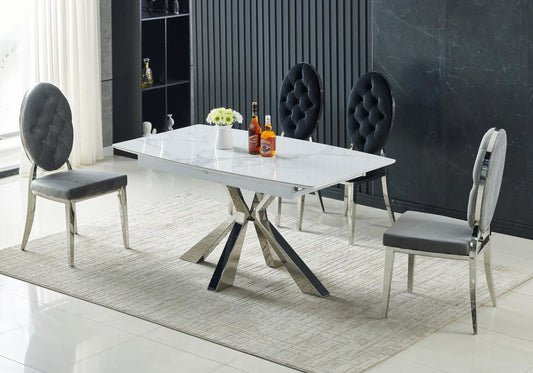 Table extensible design marbre blanc LIKA