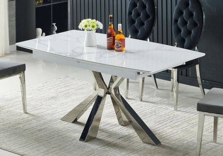 Table extensible design marbre blanc LIKA