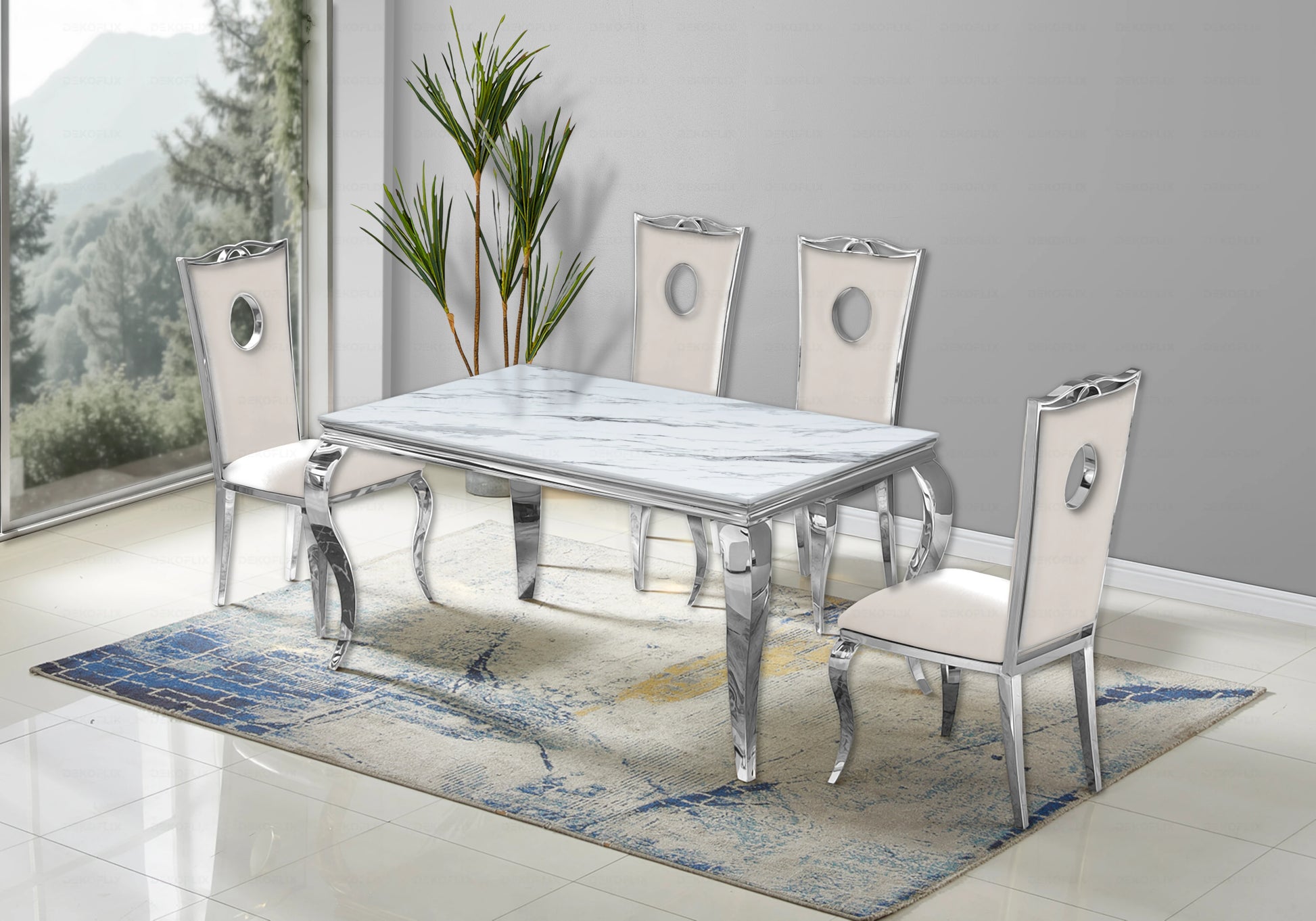 Lot de 4 chaises de salle à manger gris clair GUBBIO Lot de 4 chaises de salle à manger gris clair GUBBIO