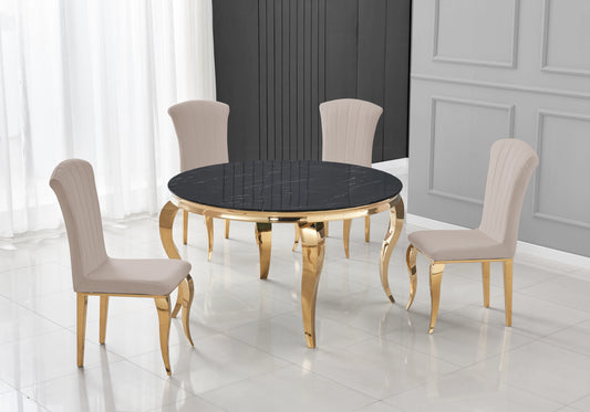 Table basse ronde marbre noir pieds doré – NEO