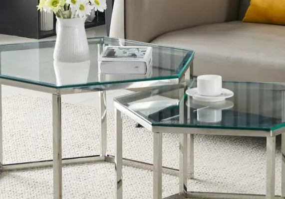 Tables basses gigognes en verre LYNA New Design