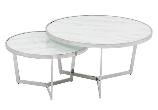 Tables basses gigognes marbre blanc SALY New Design