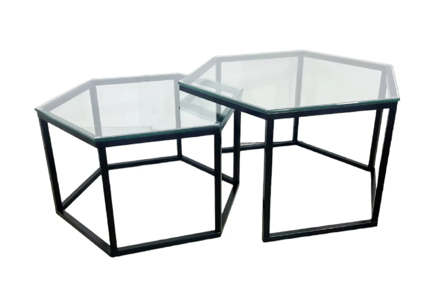 Tables basses gigognes noir en verre LYNA New Design