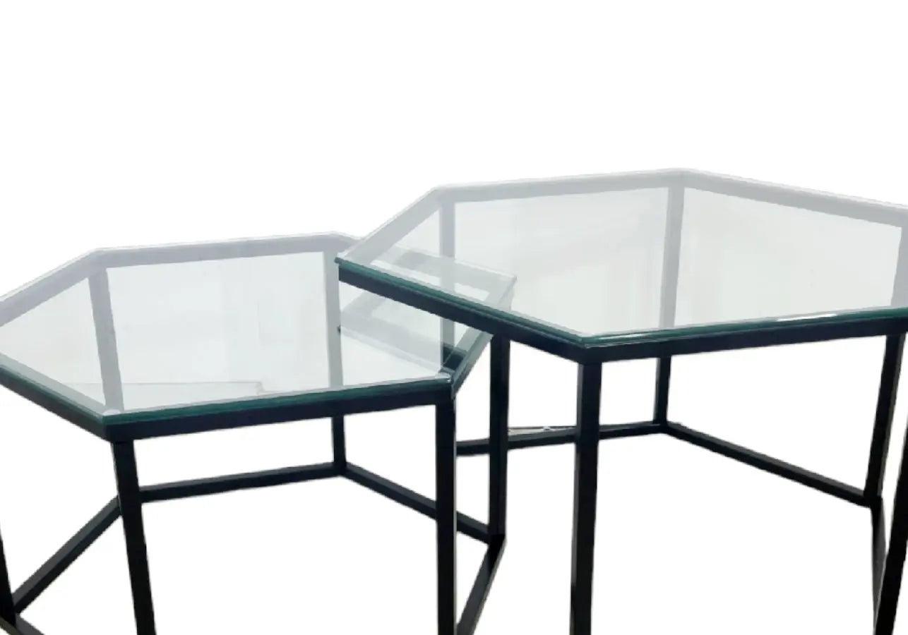 Tables basses gigognes noir en verre LYNA New Design