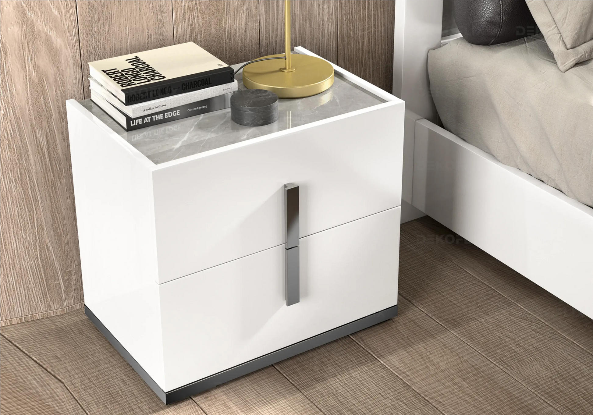 Tables de Chevet Blanches Effet Marbre – Mara Design DEKOFLIX