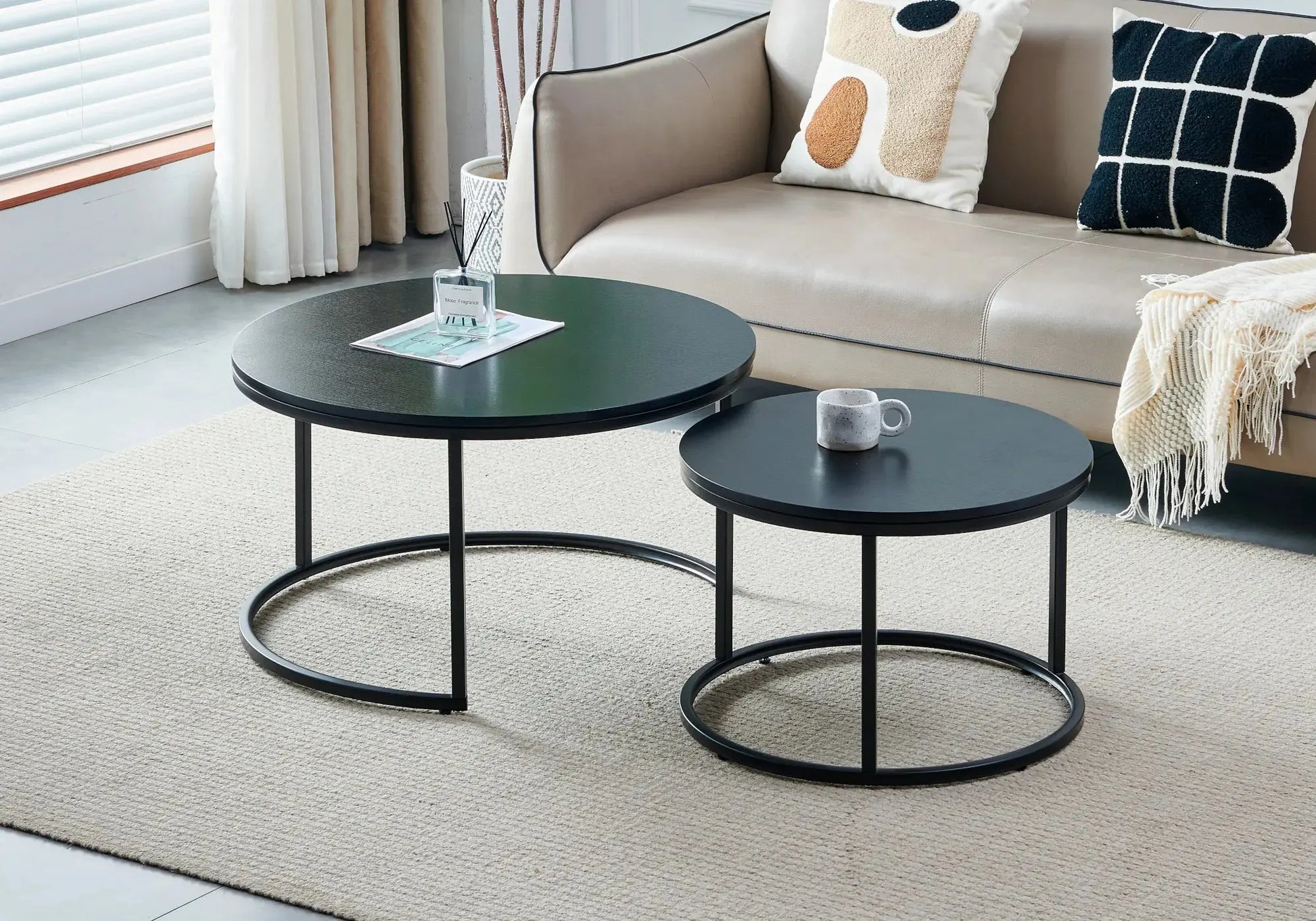 Tables gigognes argent bois noir OREA New Design