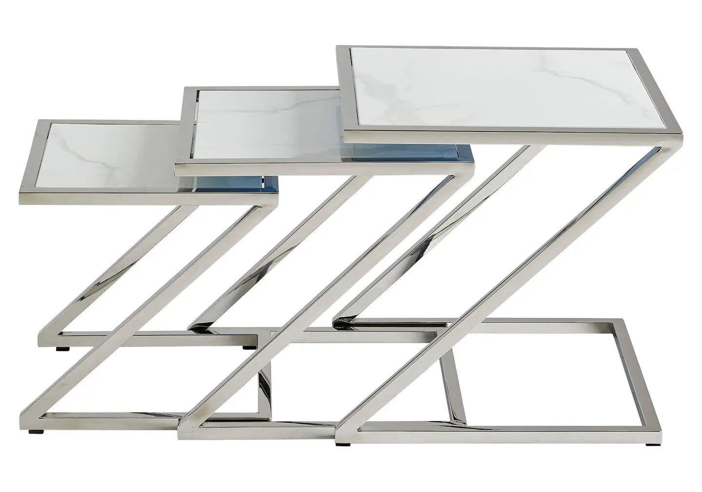 Tables gigognes chrome marbre blanc ZAKI New Design