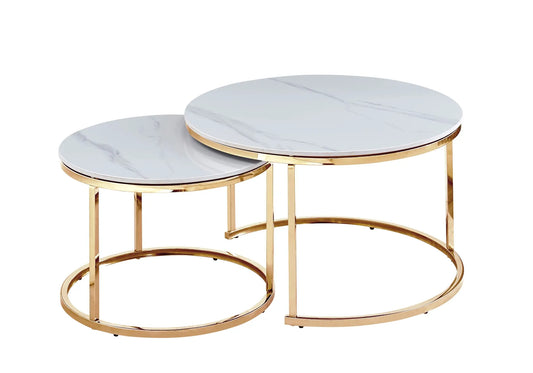 Tables gigognes dorées ceramique OREA New Design