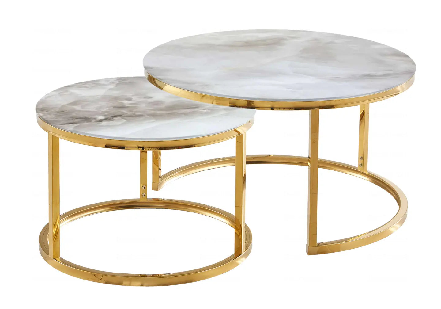 Tables gigognes dorées marbre beige OREA New Design