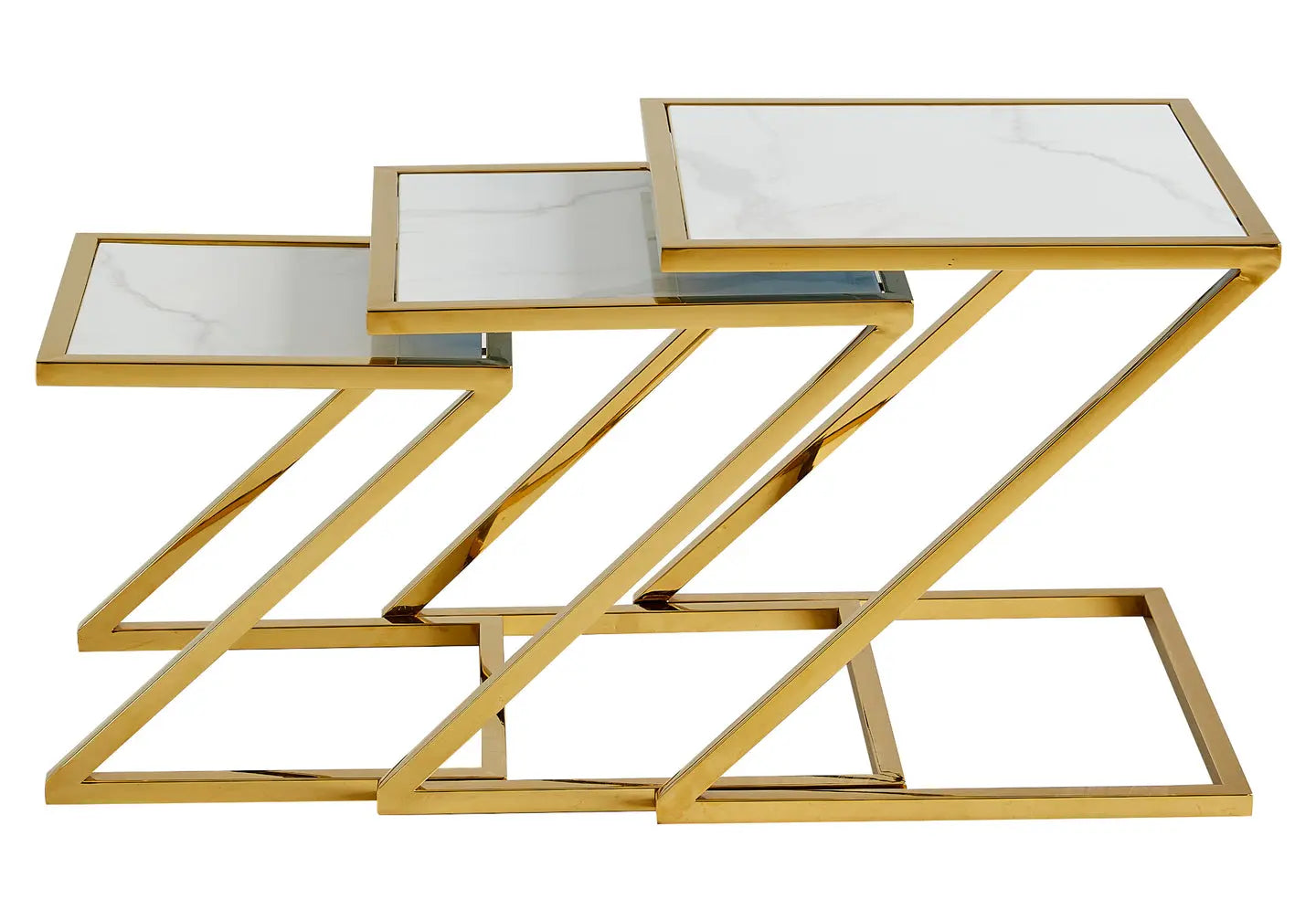 Tables gigognes dorées marbre blanc ZAKI New Design