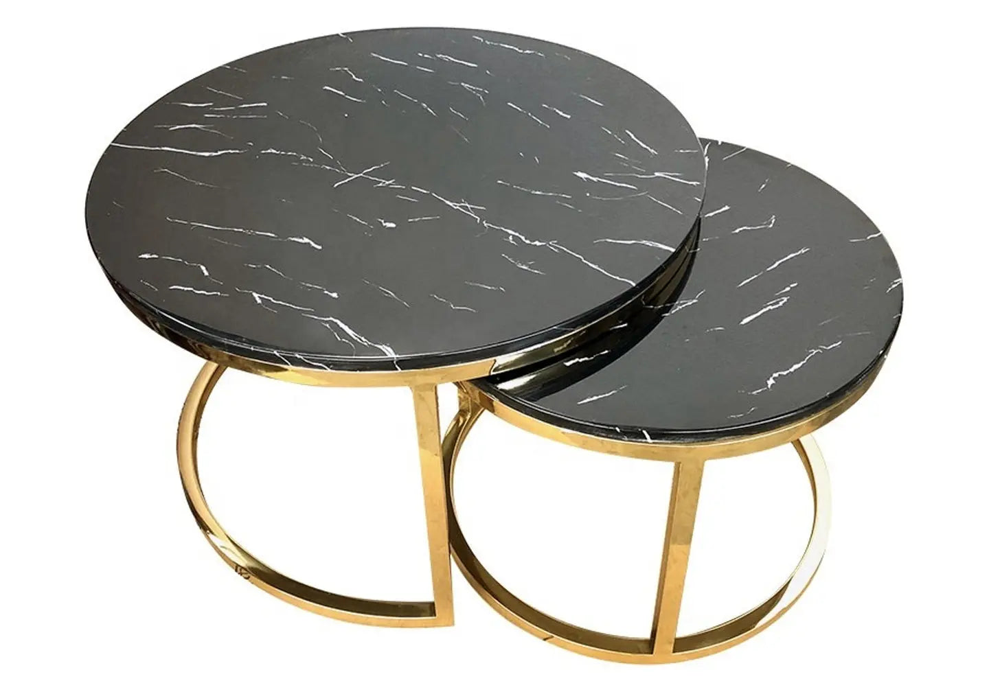 Tables gigognes dorées marbre noir OREA New Design