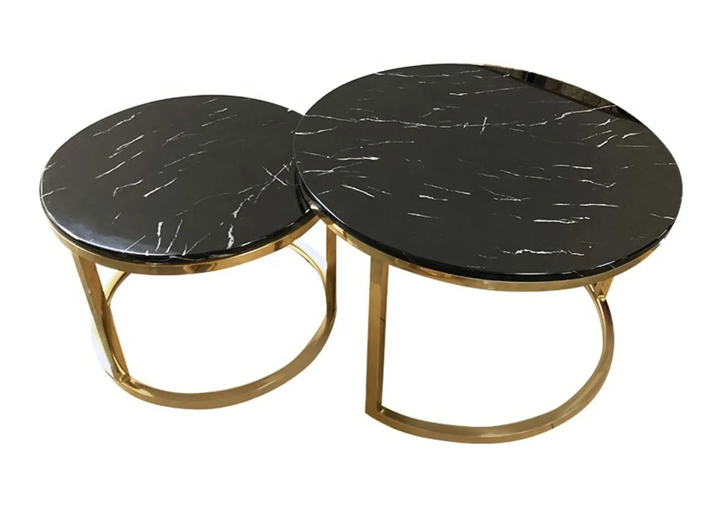 Tables gigognes dorées marbre noir OREA New Design