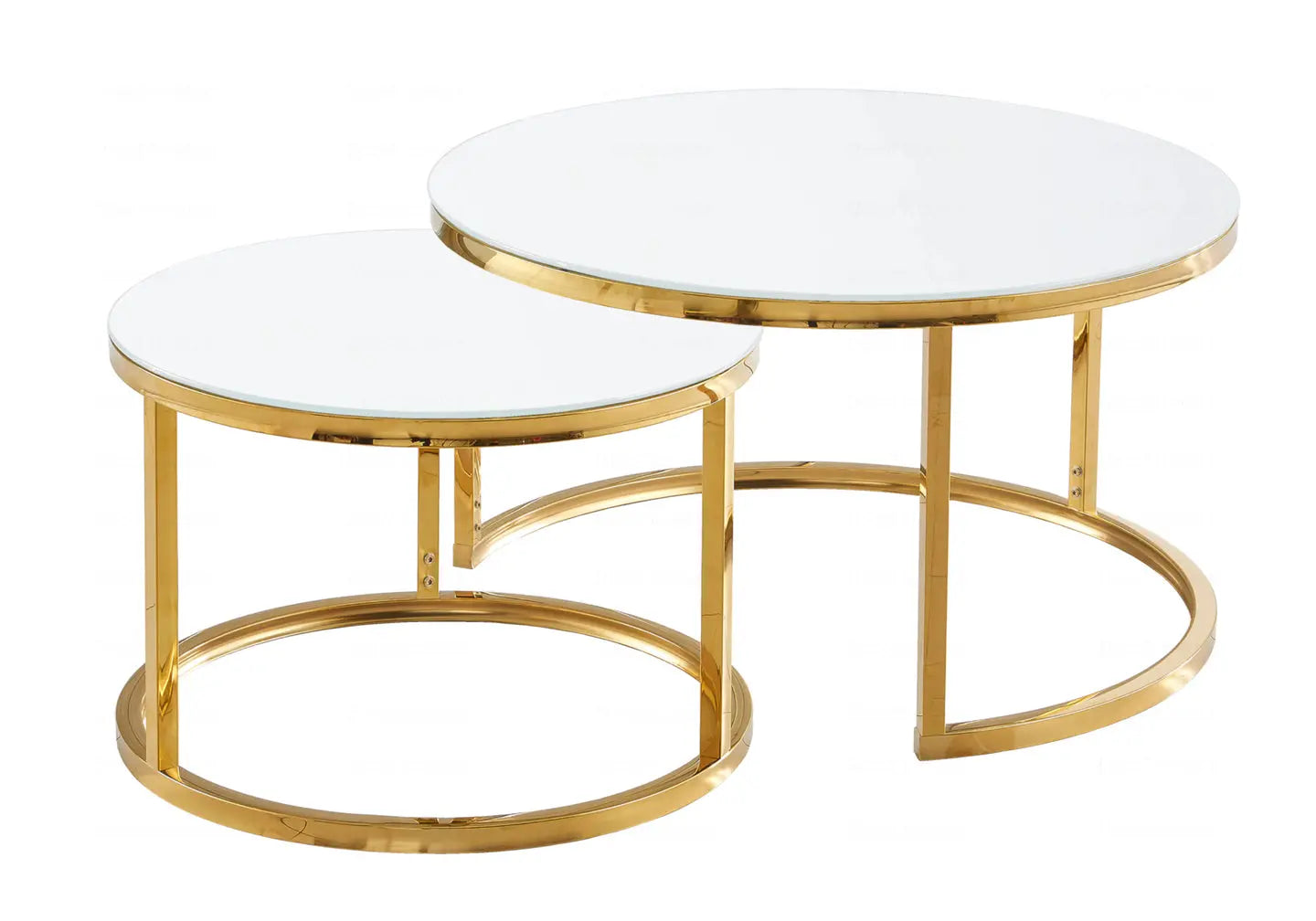 Tables gigognes dorées verre blanc OREA New Design