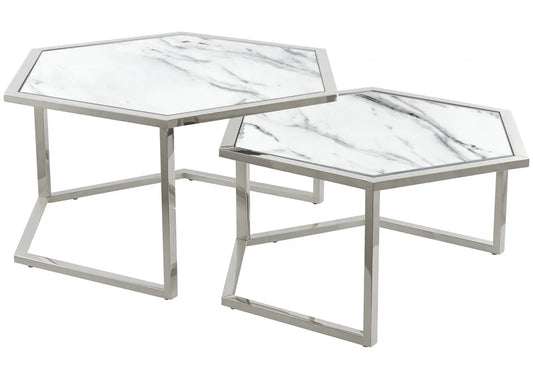 Tables gigognes marbre blanc GIANA New Design