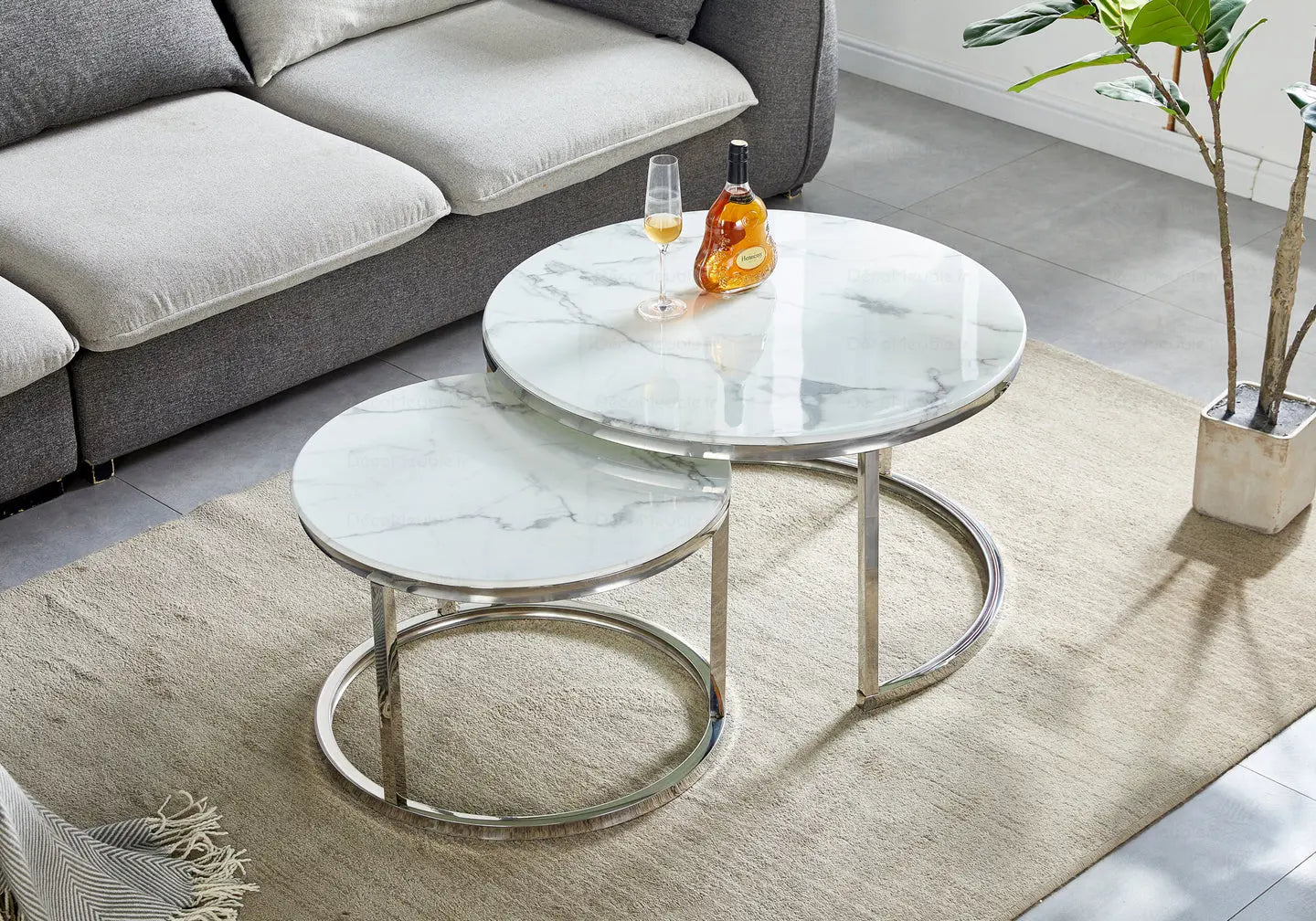 Tables gigognes marbre blanc OREA New Design