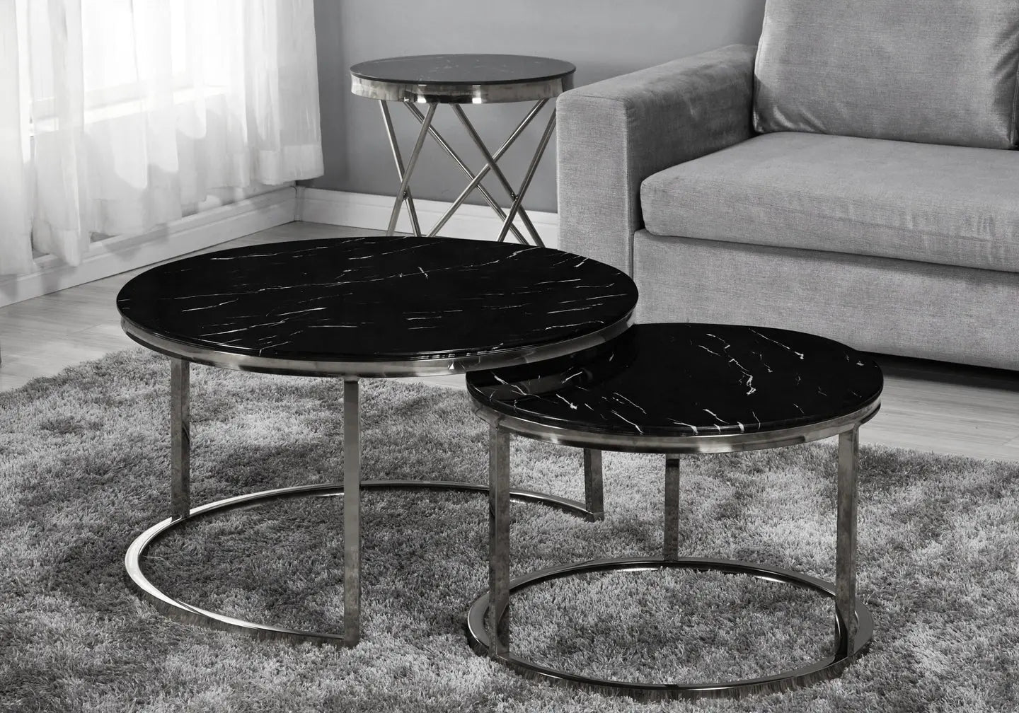 Tables gigognes marbre noir OREA New Design