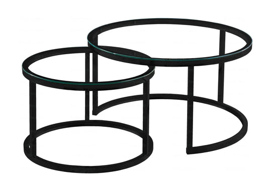 Tables gigognes noires en verre OREA New Design