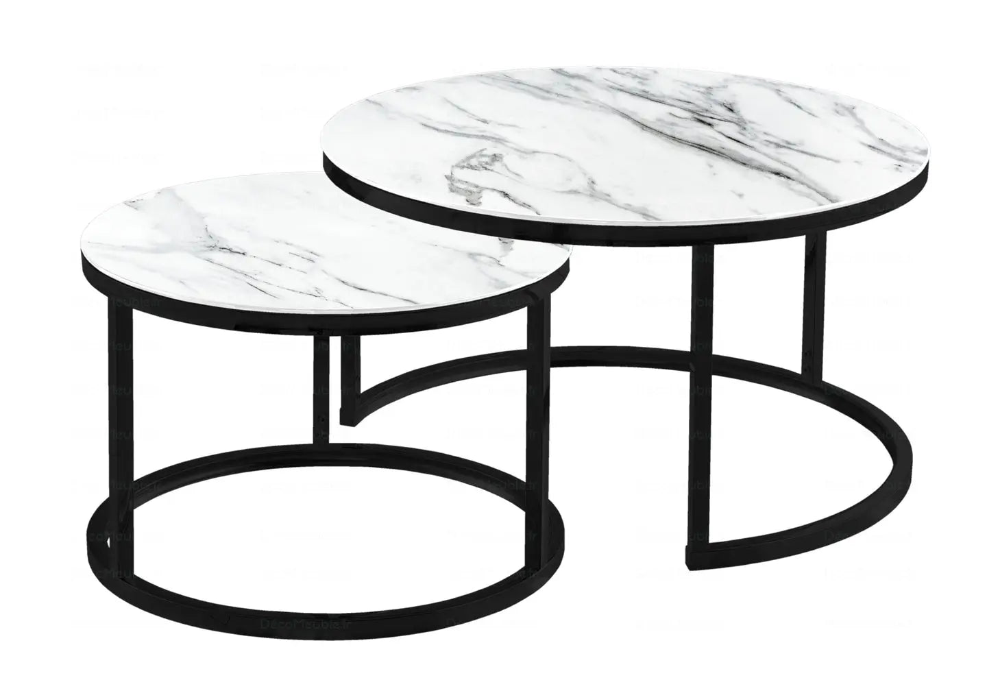 Tables gigognes noires marbre blanc OREA New Design