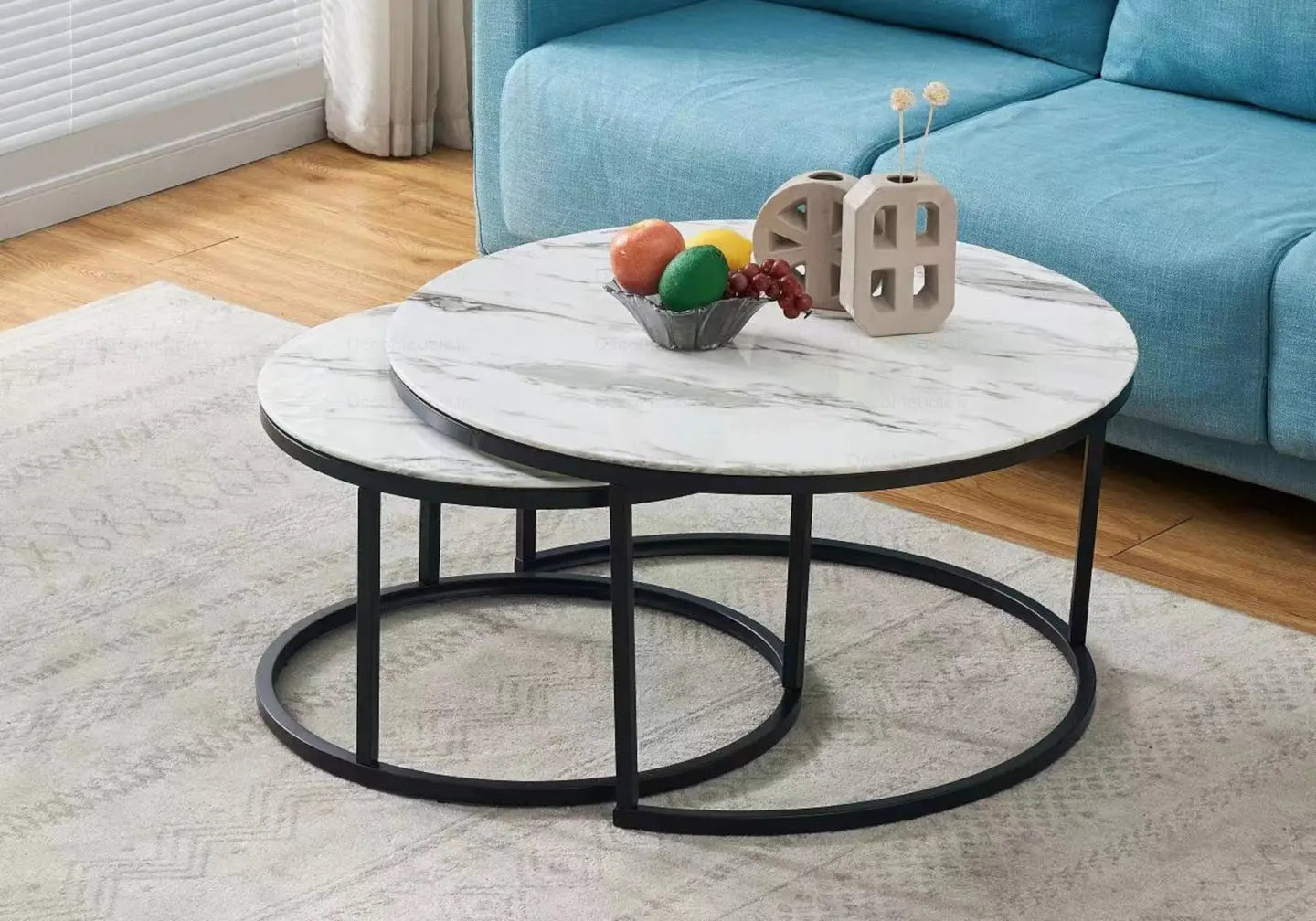 Tables gigognes noires marbre blanc OREA New Design