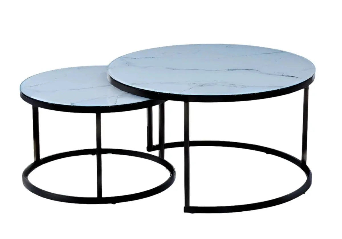 Tables gigognes noires marbre blanc OREA New Design