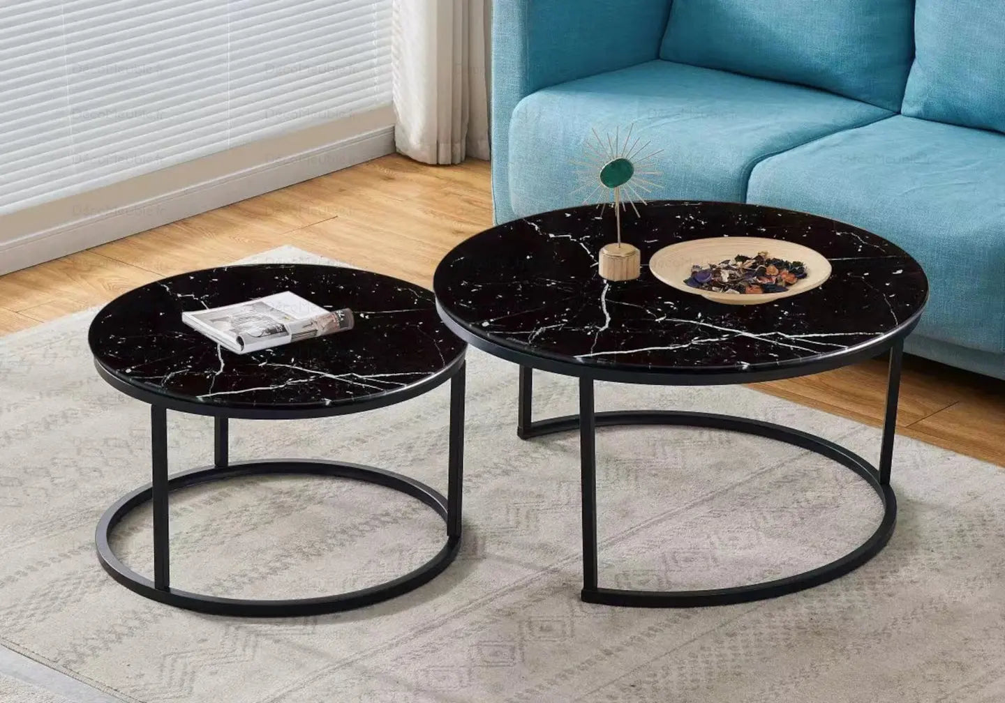 Tables gigognes noires marbre noir OREA New Design