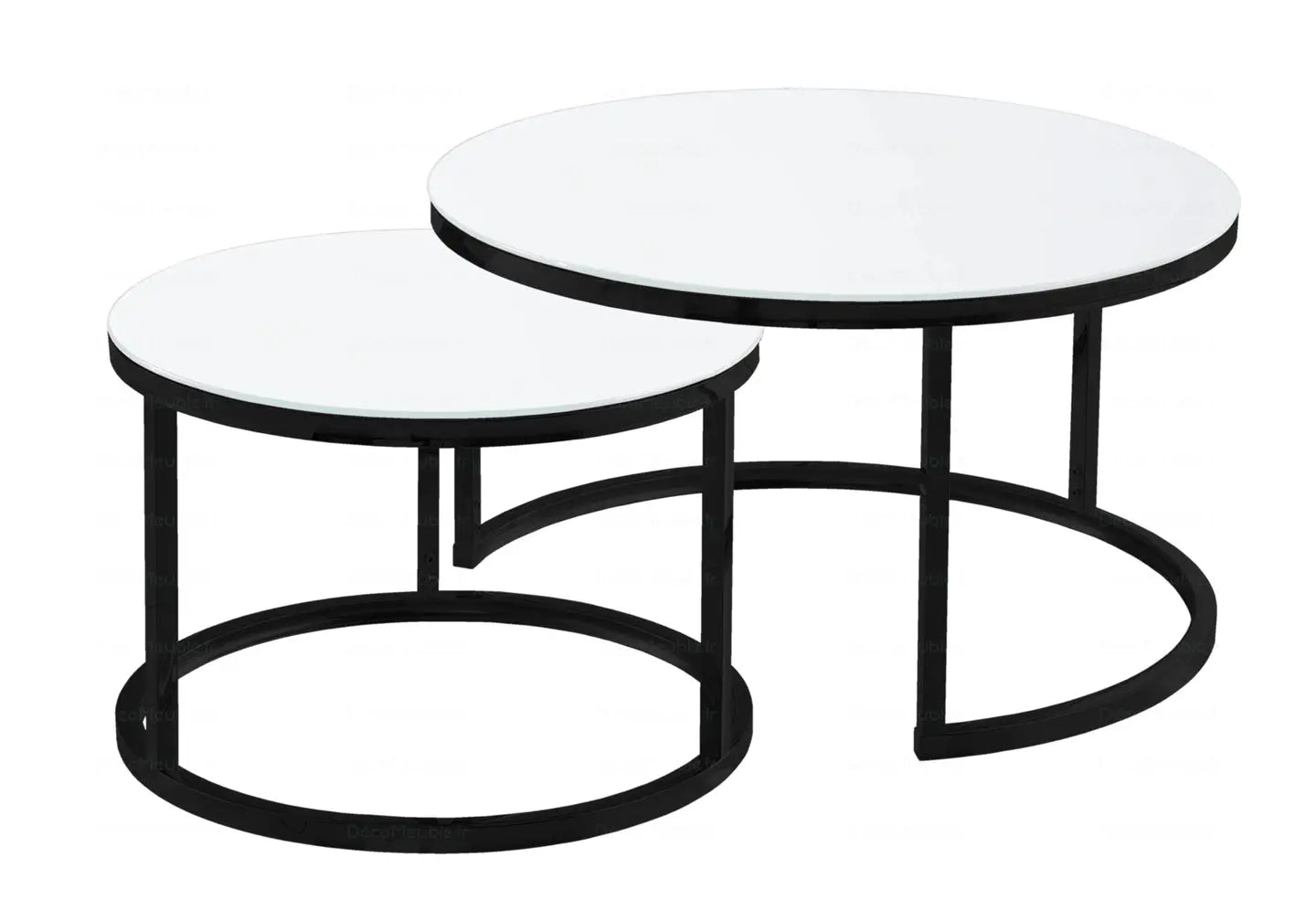 Tables gigognes noires verre blanc OREA New Design