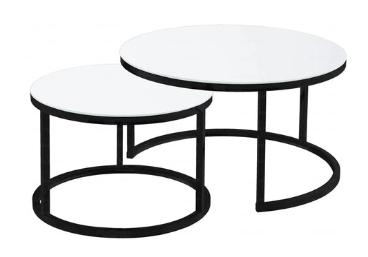 Tables gigognes noires verre blanc OREA New Design