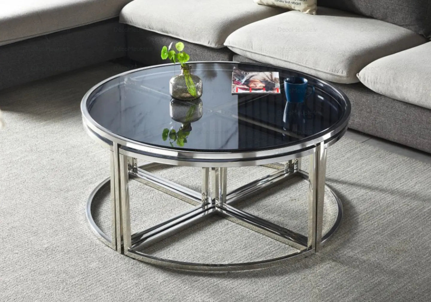 Tables gigognes rondes design noir PIO New Design