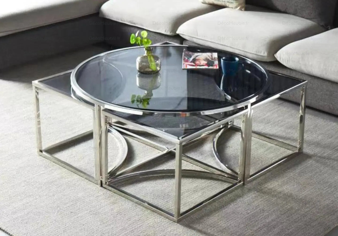 Tables gigognes rondes design noir PIO New Design