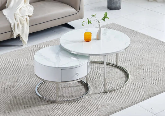 Tables rondes gigognes marbre blanc OREA New Design