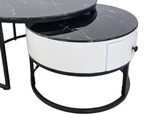 Tables rondes gigognes noires marbre noir OREA New Design