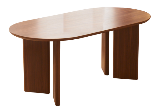 Table salle à manger ovale noyer arrondie - LUMIO