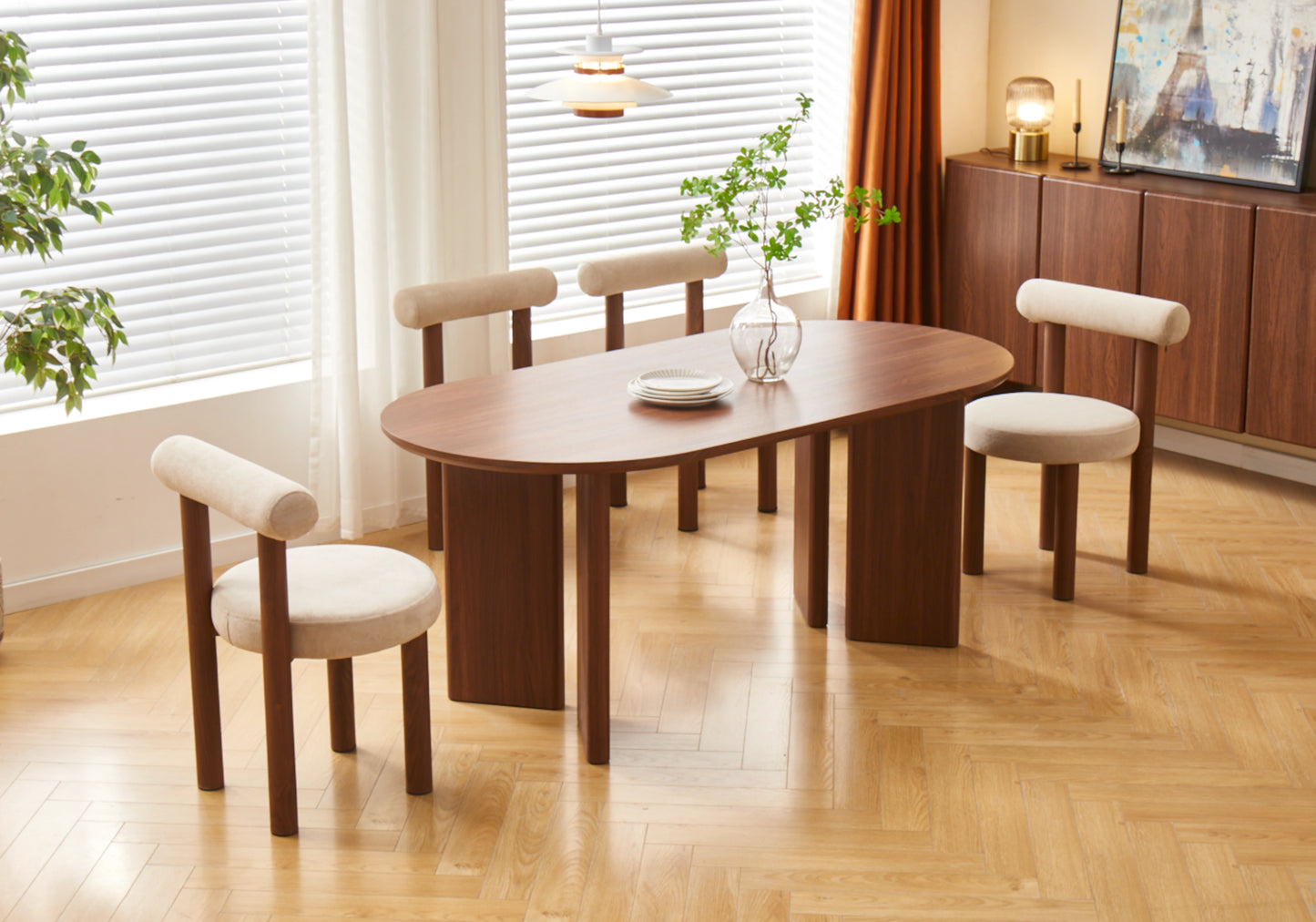 Table basse ovale noyer arrondie - LUMIO