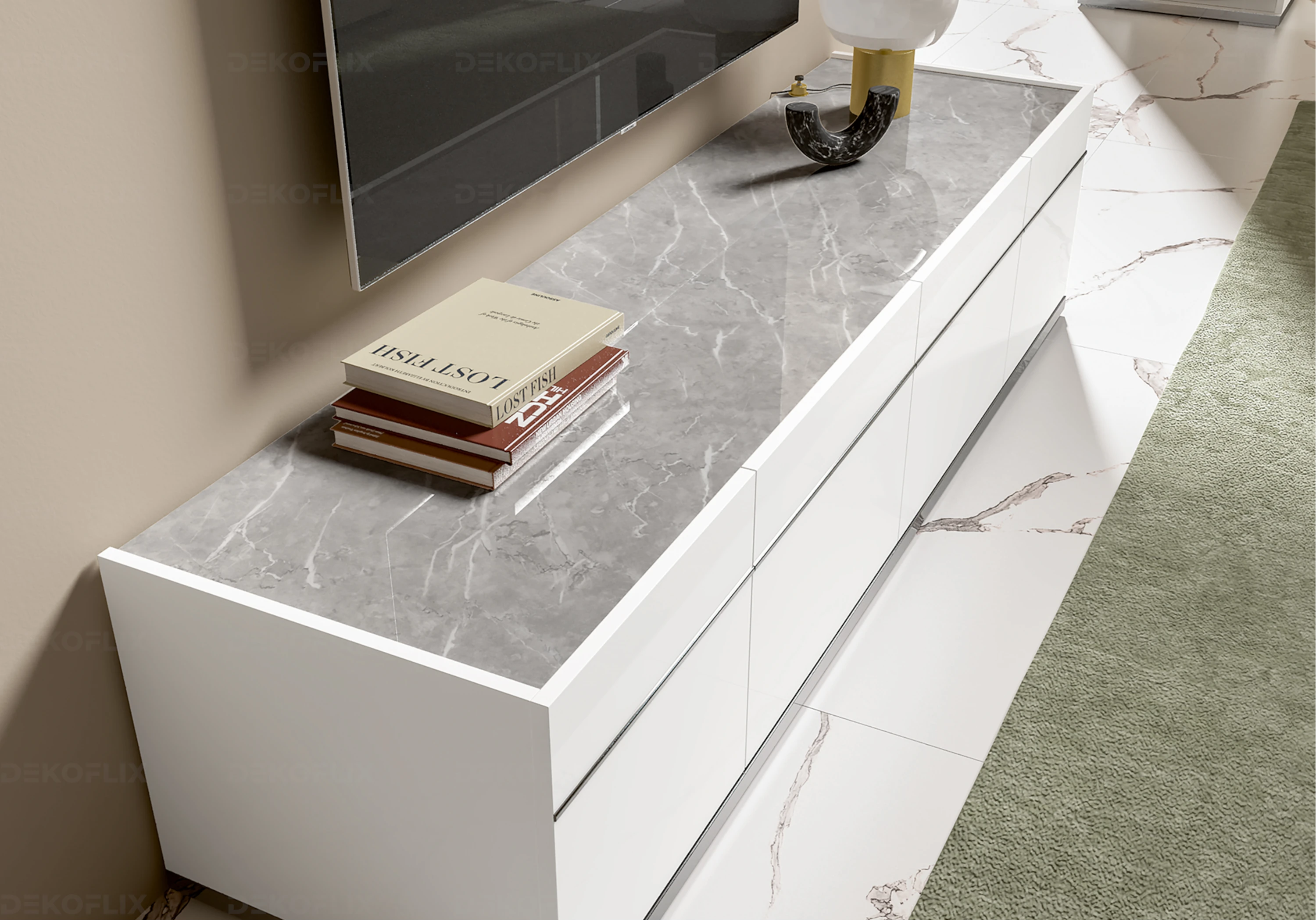 Meuble TV Blanc Moderne Design Italien - Collection Mara - DEKOFLIX