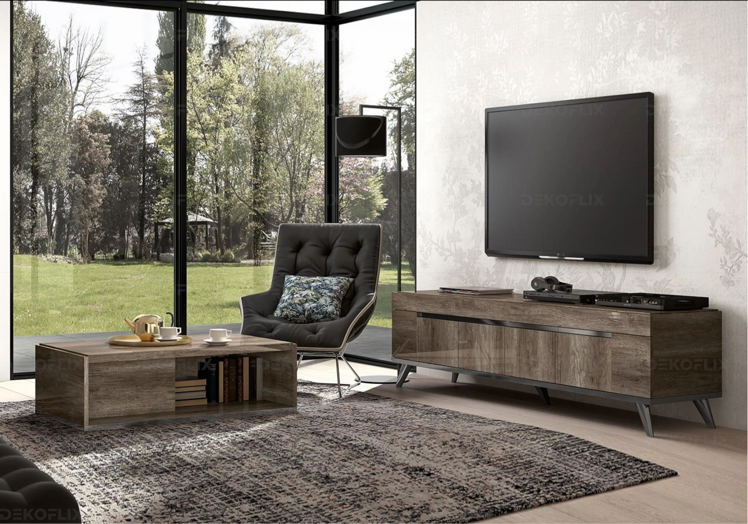 Table Basse Chêne Nostalgique Salon Design - Collection Medea - DEKOFLIX