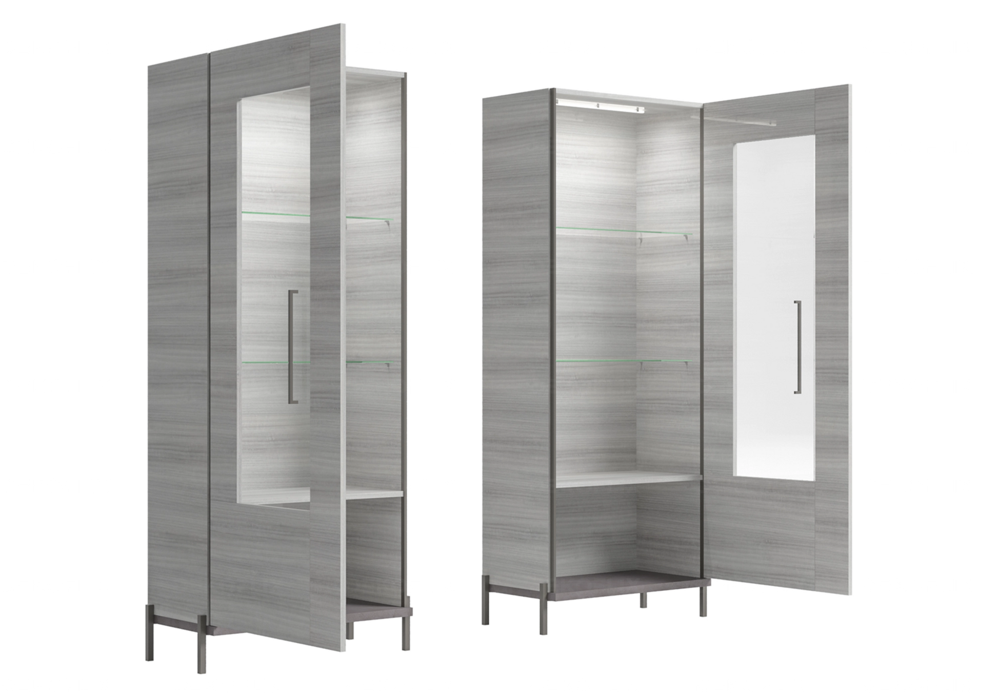 Vitrine Gris Argent, Élégance Raffinée – Collection Mia - DEKOFLIX
