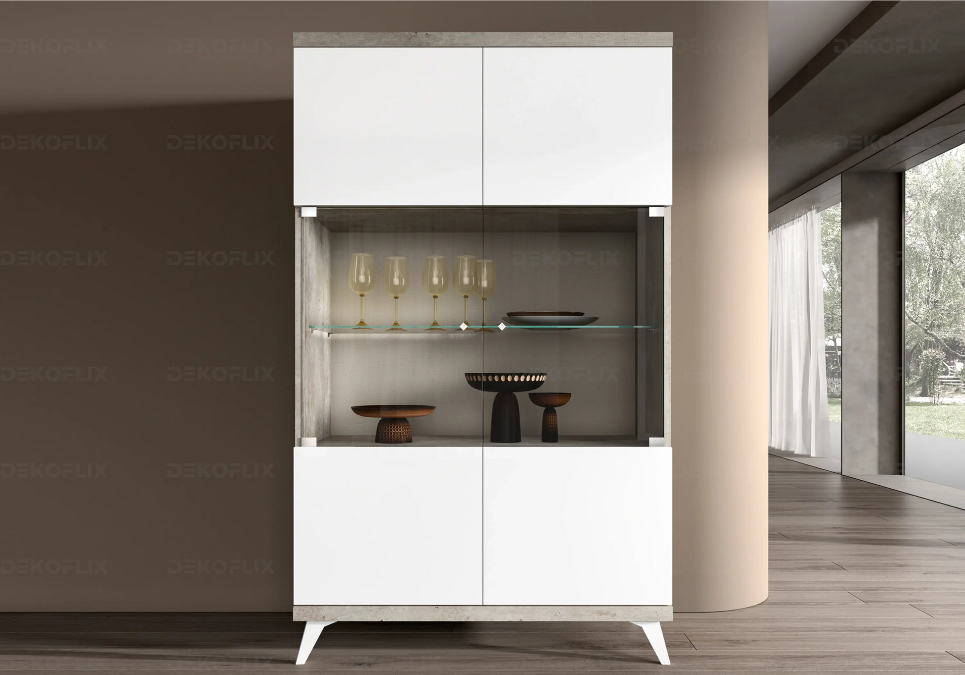 Vitrine Moderne Blanche Béton – Vitrines 1 ou 2 Portes Treviso Status
