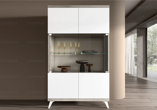 Vitrine Moderne Blanche Béton – Vitrines 1 ou 2 Portes Treviso Status