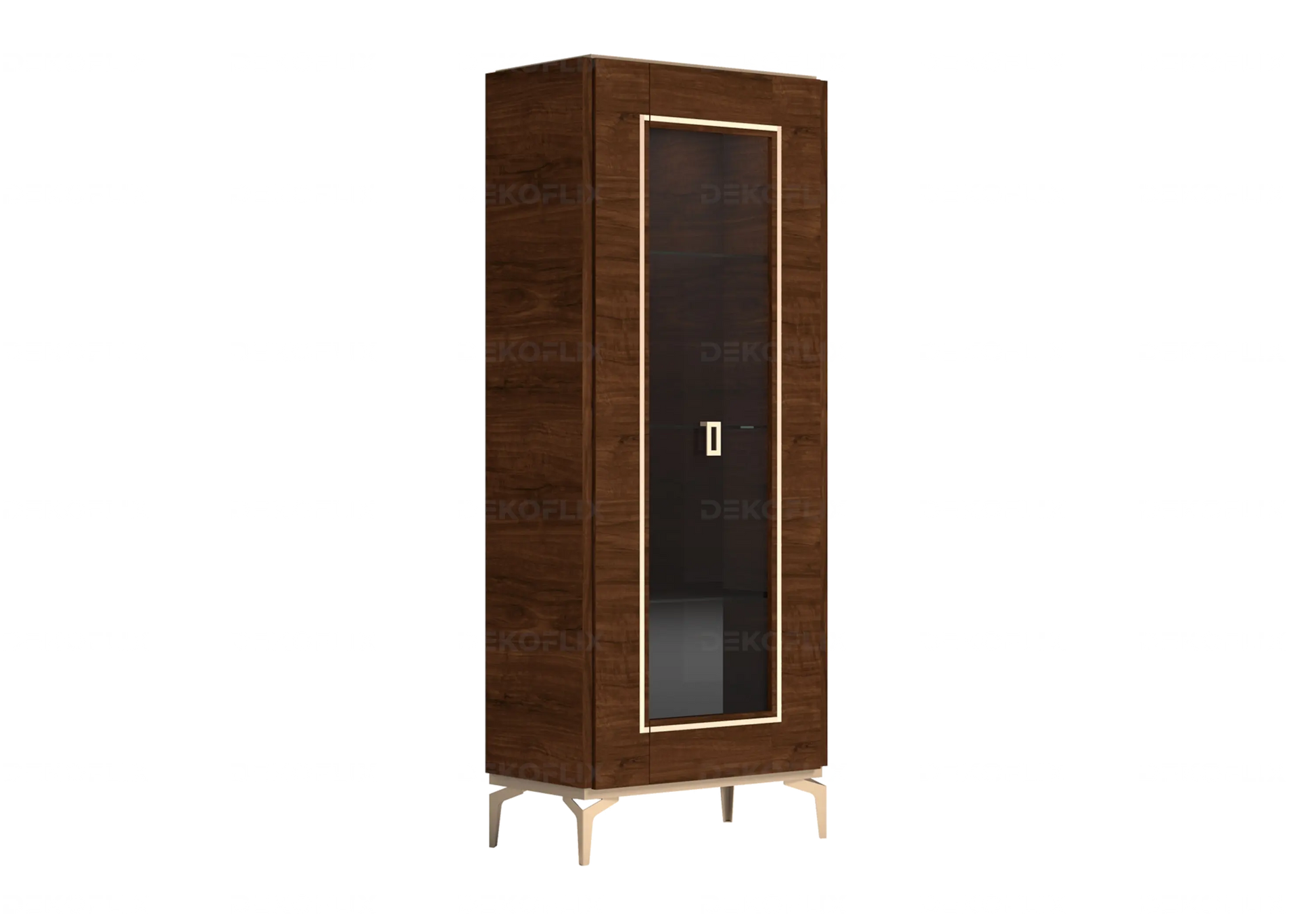 Vitrine Noyer Avec Éclairage – Collection Eva Élégante DEKOFLIX