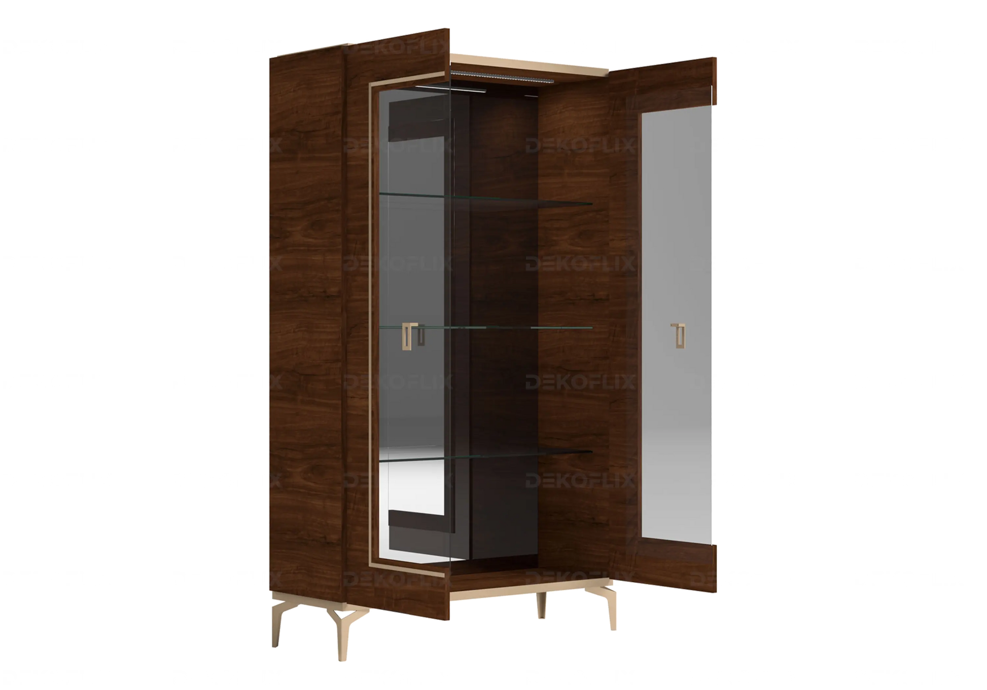 Vitrine Noyer Avec Éclairage – Collection Eva Élégante DEKOFLIX