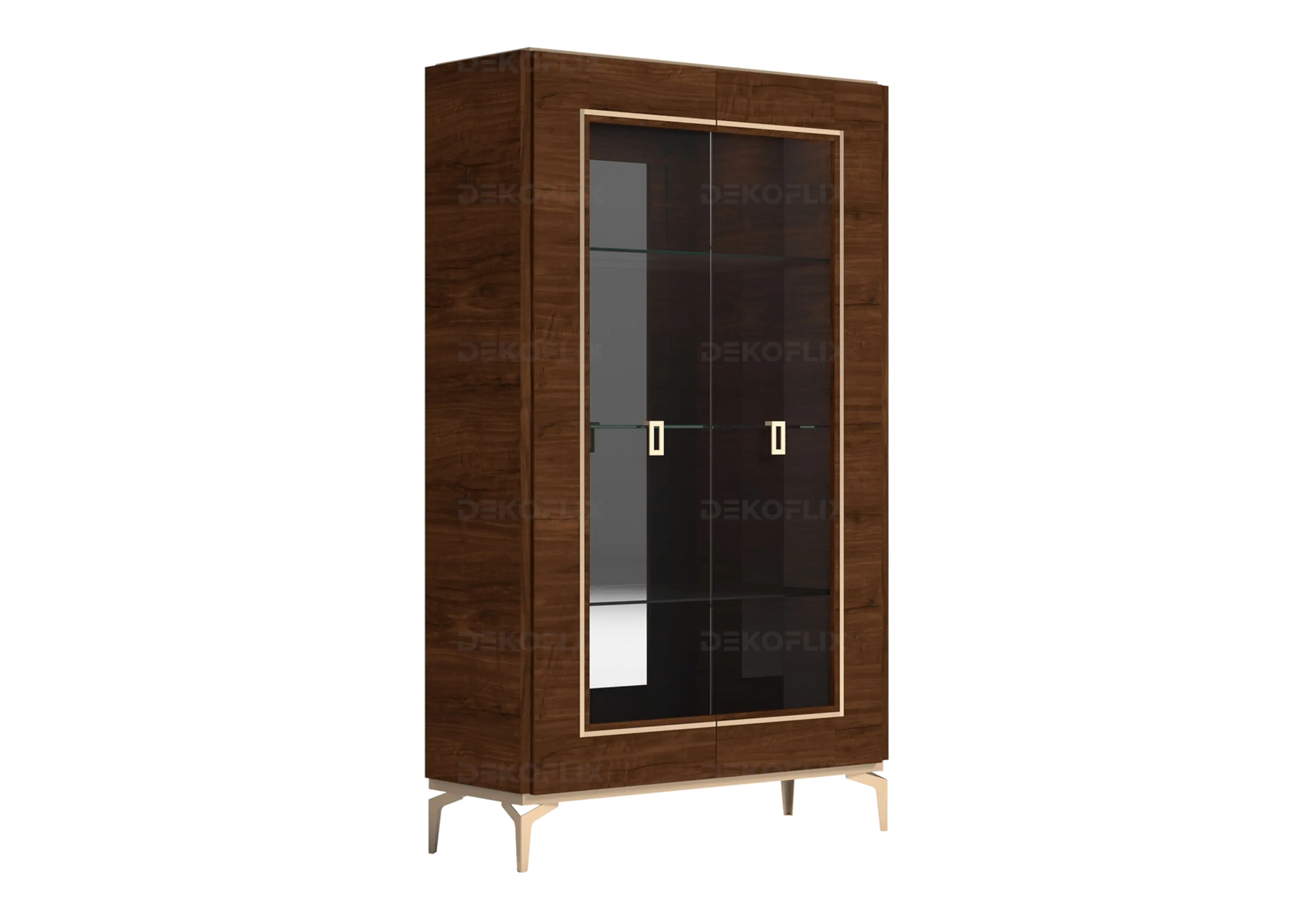 Vitrine Noyer Avec Éclairage – Collection Eva Élégante DEKOFLIX