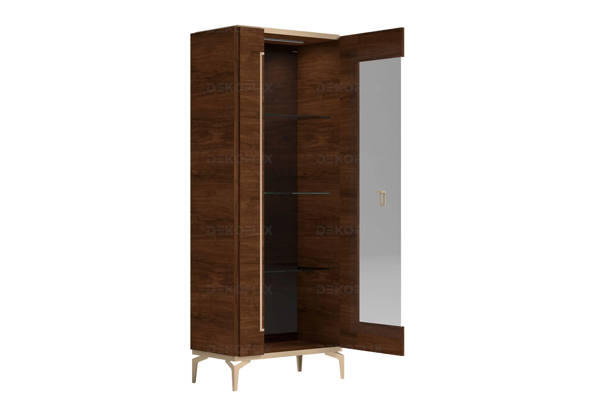 Vitrine Noyer Avec Éclairage – Collection Eva Élégante DEKOFLIX