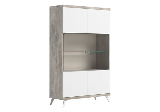 Vitrine blanc laqué effet béton – Treviso